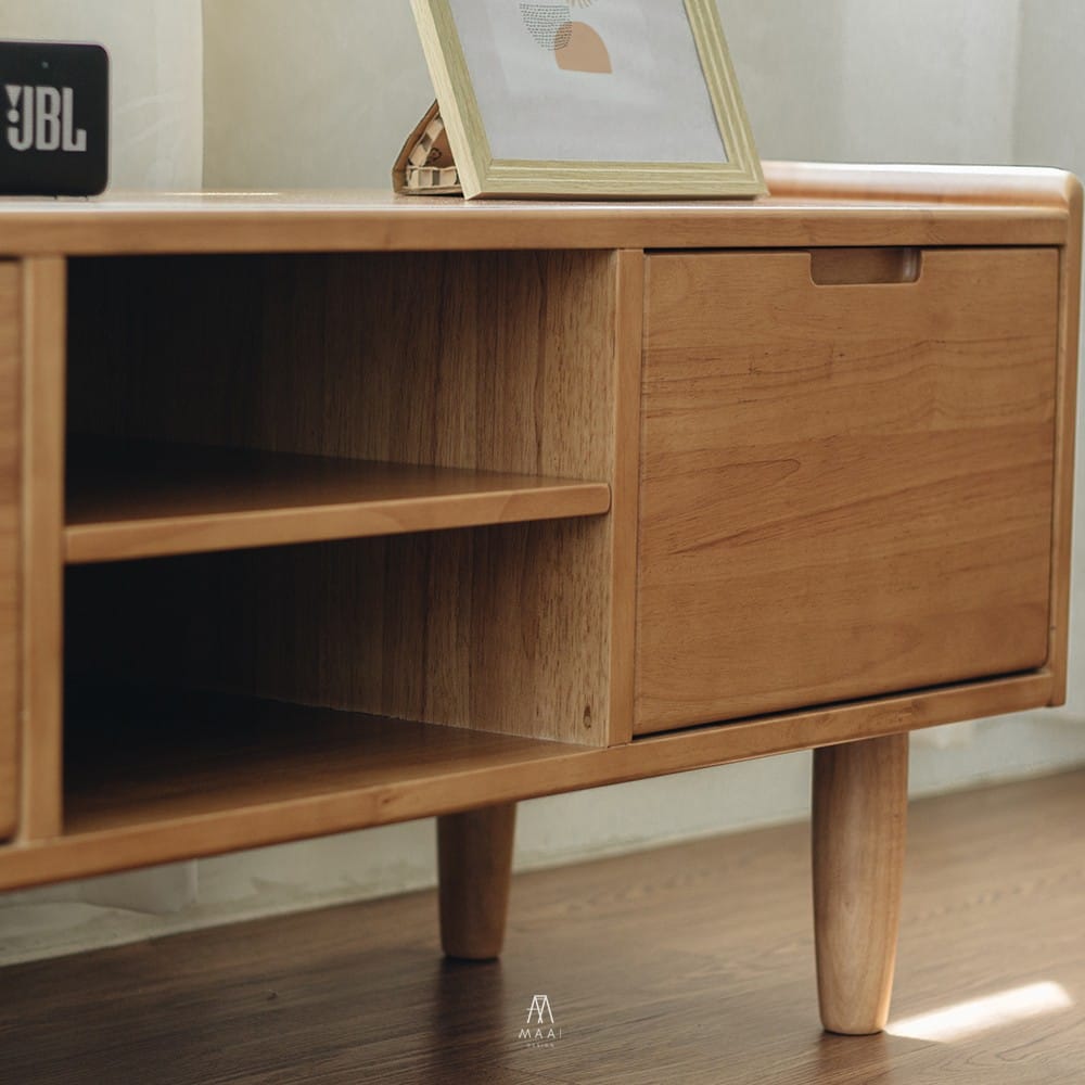 ชั้นวางทีวีไม้ยางพารา MAAI DESIGN รุ่น SAIDO M สีโอ๊ค_3